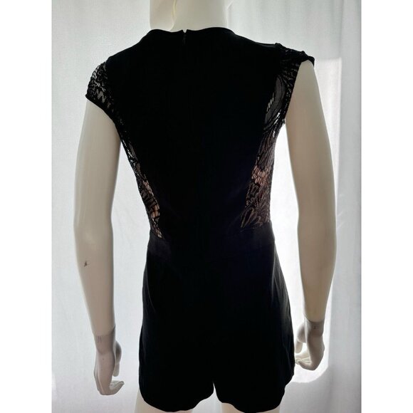 BCBGMAXAZRIA Women's Romper Finn Designer Black Nude Lace Size 0 - Picture 4 of 10